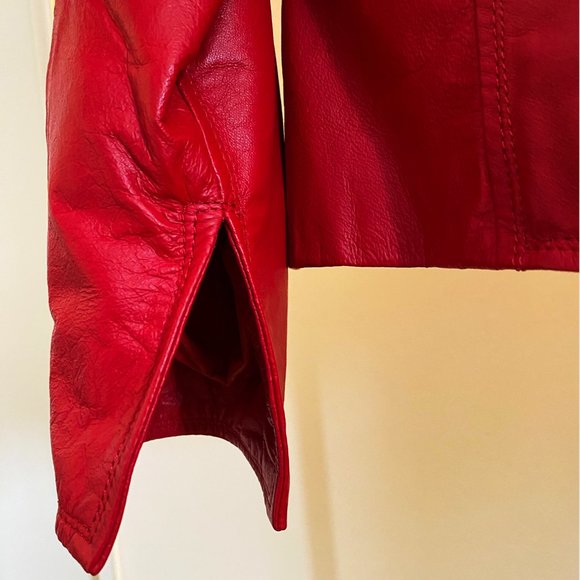 Red Soft Leather Jacket Blazer - Picture 5 of 16